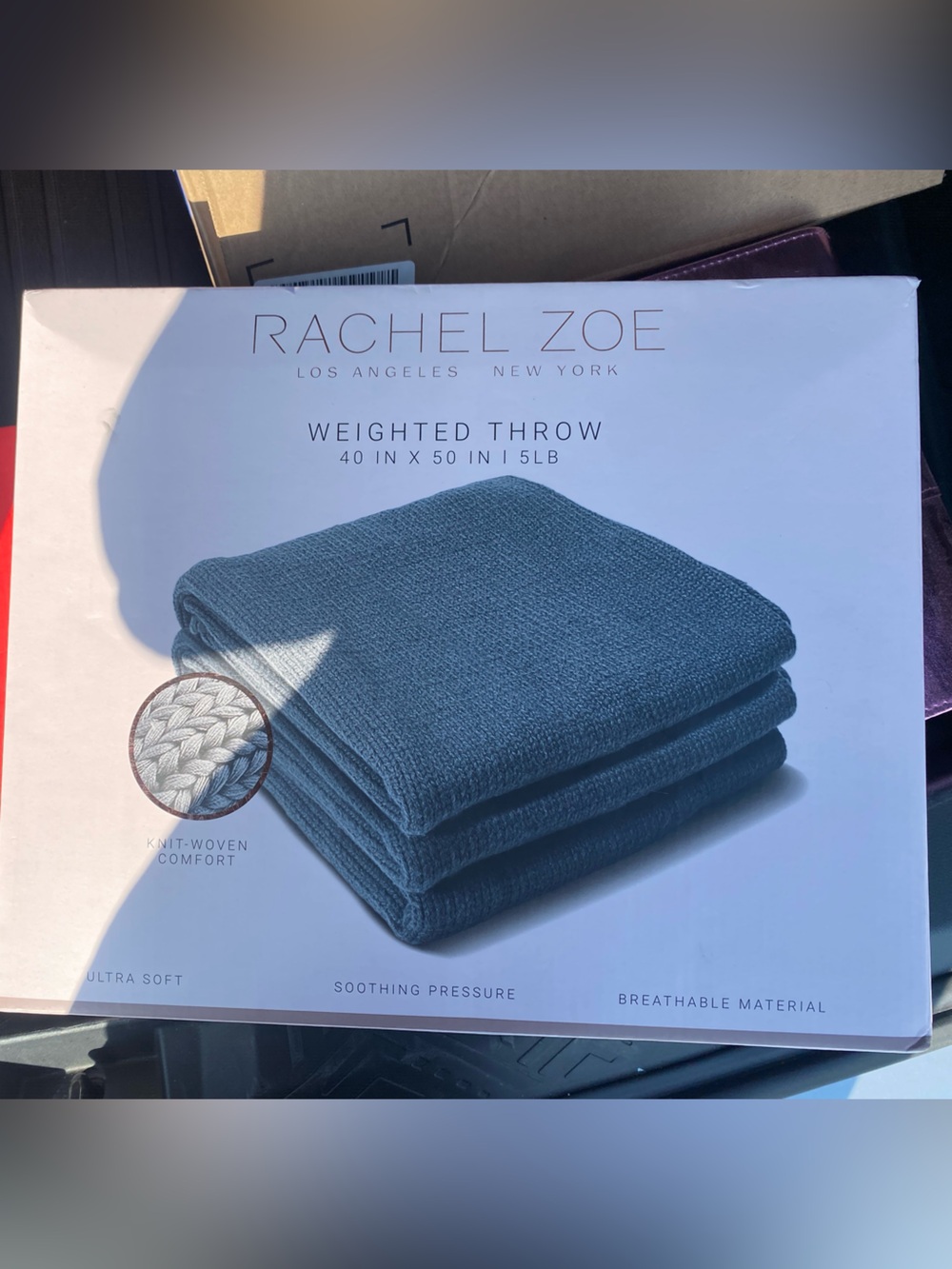 Rachel Zoe Knit Weighted Throw - Slate Blue